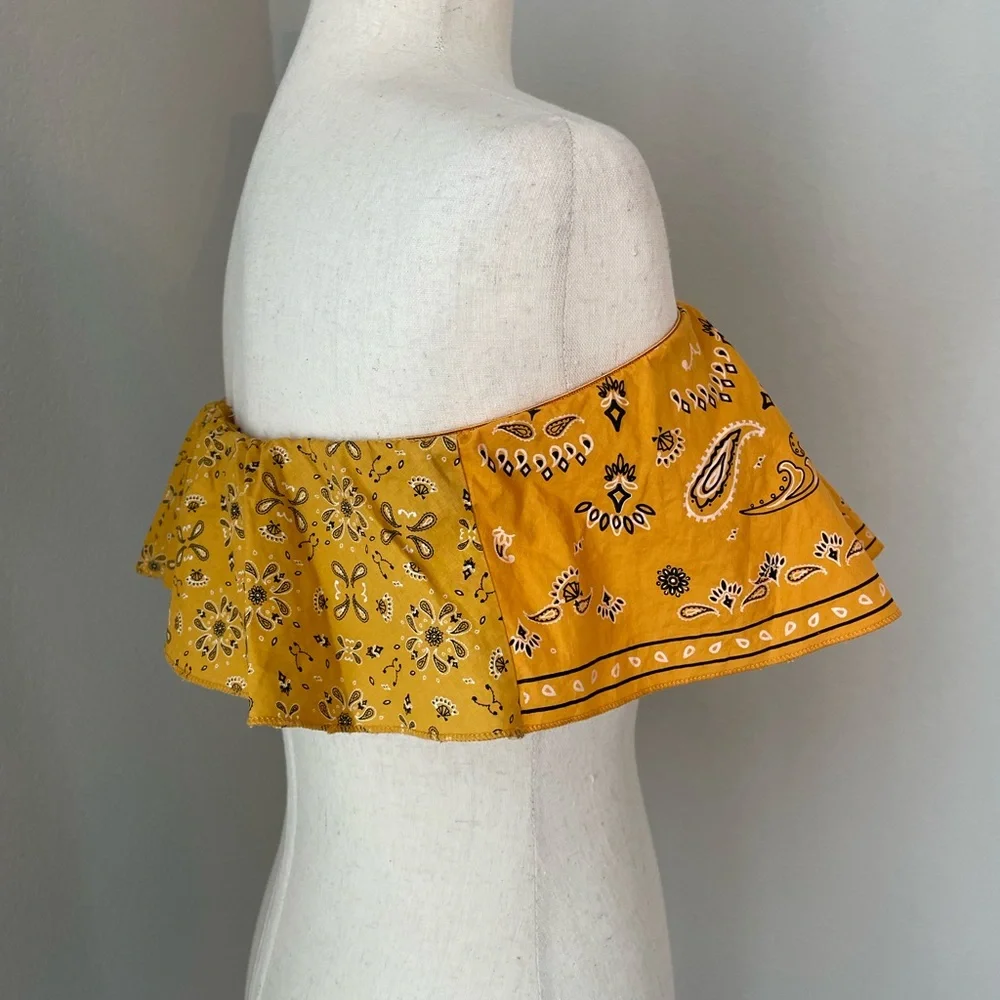 Vintage Yellow Bandana Tube Top Festival Wear Large Oppa - Picture 5 of 8